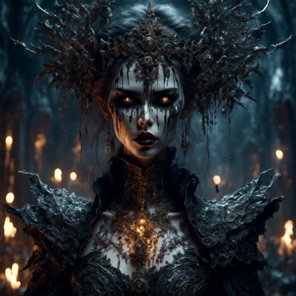 Stunning Vampire Girl with War Paint in Digital Art