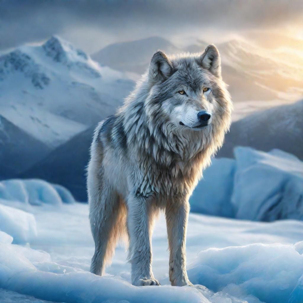 Majestic Wolf Portrait in Frozen Wilderness