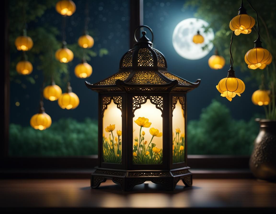 Buttercup Meadow Lantern in Cel Shading Style