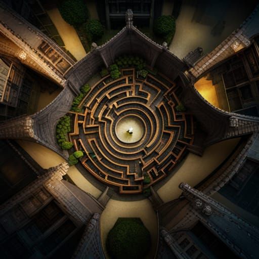 Overhead View of a Fantastical Labyrinth