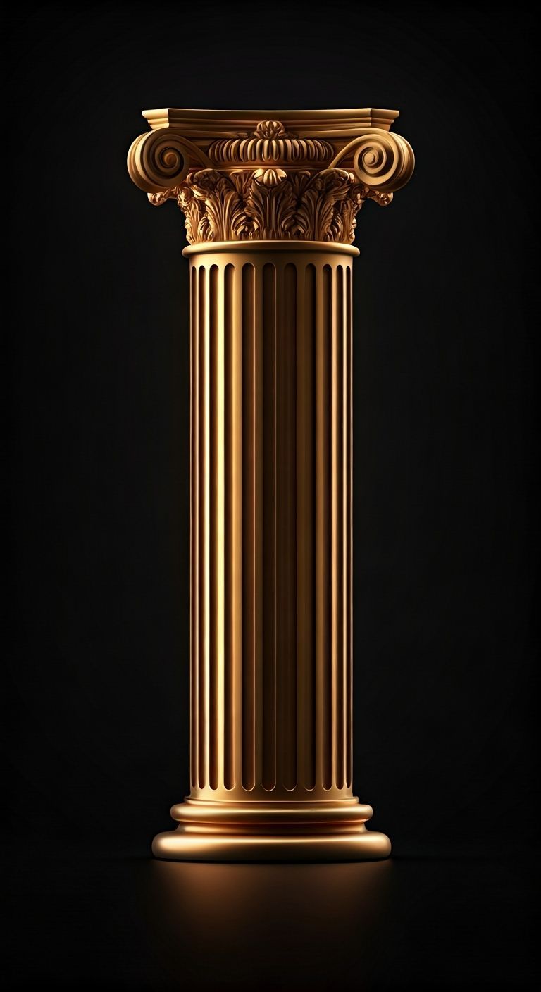 Golden Corinthian Column on Black Background