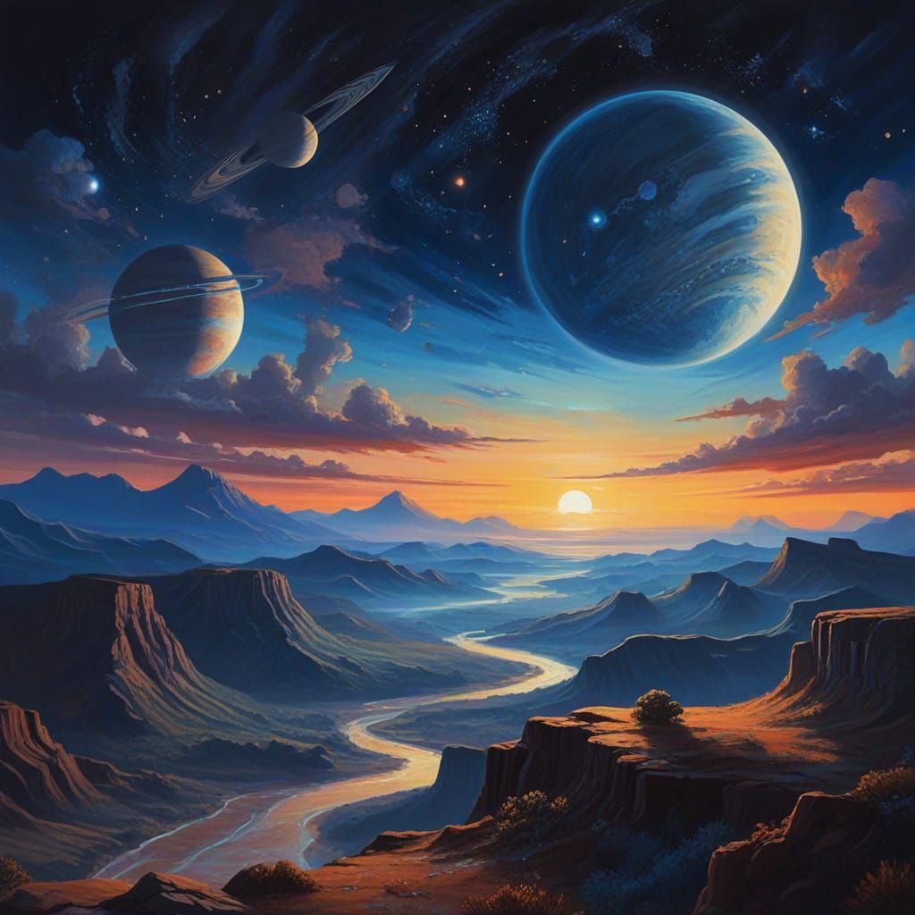 Celestial Dreamscape in Impressionist Style