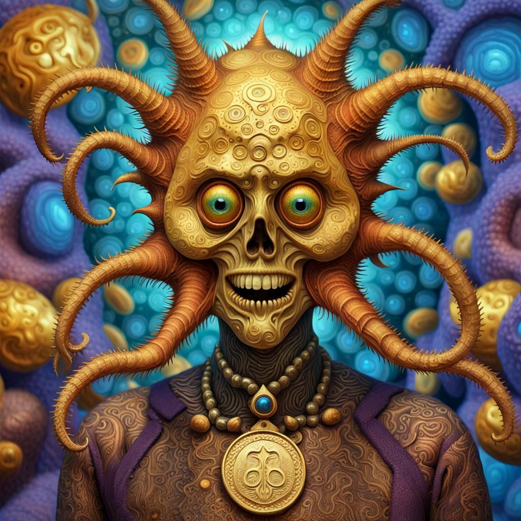 Psychic Thief with Gold Pelt in Deepdream Style