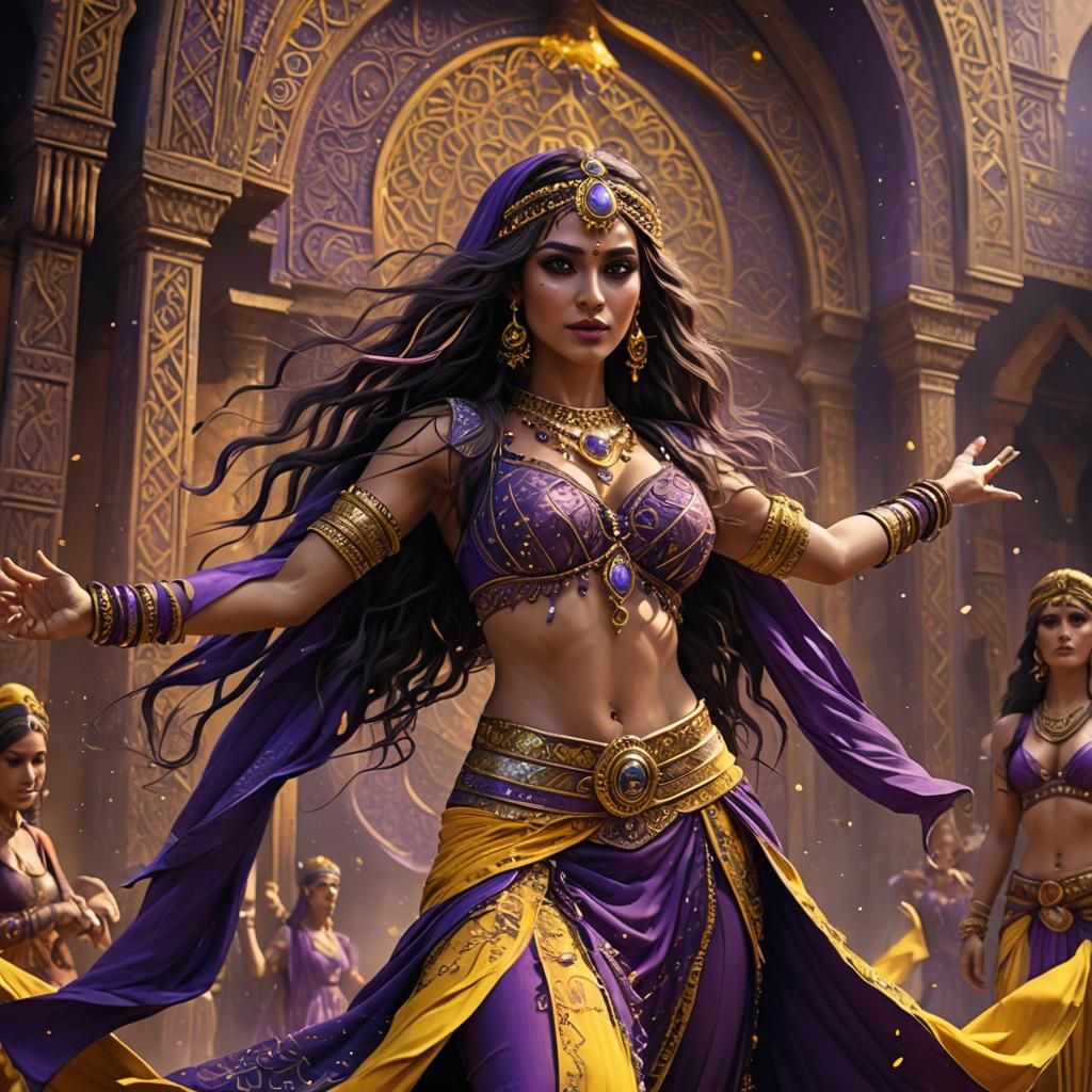 Purple and Yellow Belly Dancer Fantasy Art