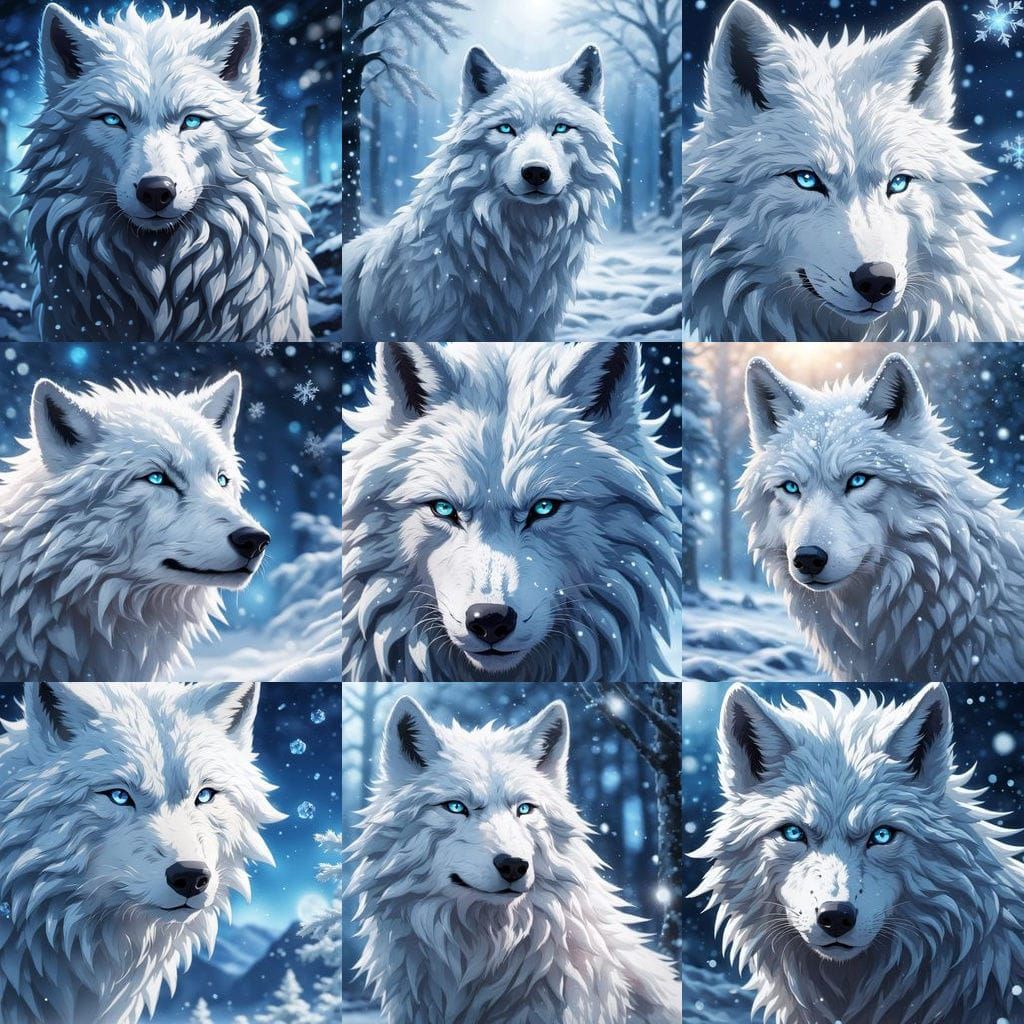 White Wolf Portrait in Anime Style