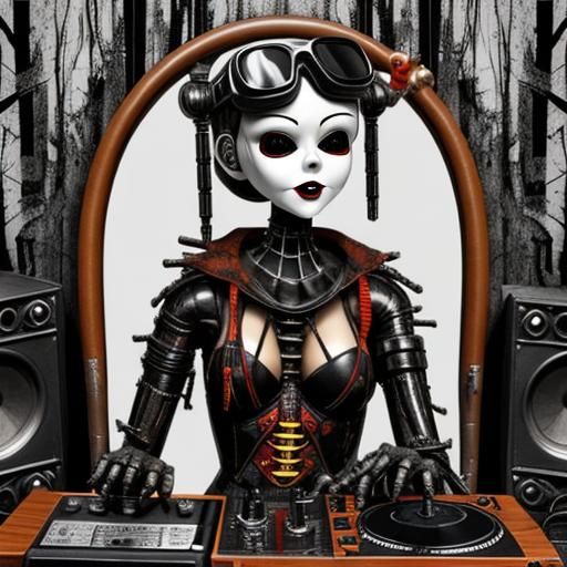 Cyberpunk Model with Haunted Ventriloquist Dummy