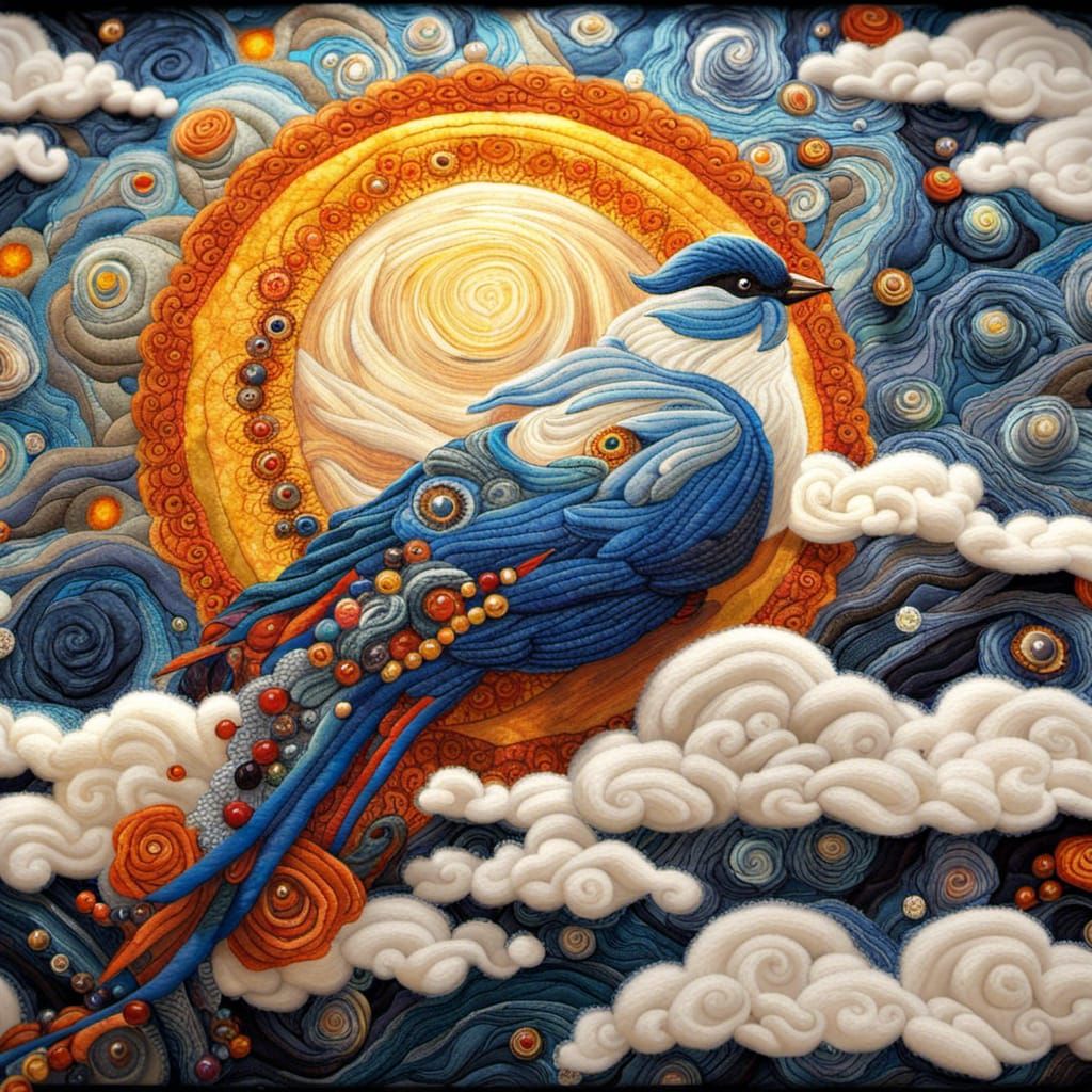 Soaring Bird in Dreamlike Landscape, Digital Art