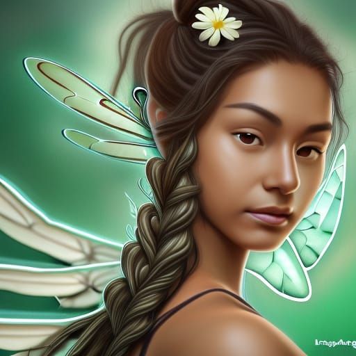 Native American Teen with Dragonfly Wings