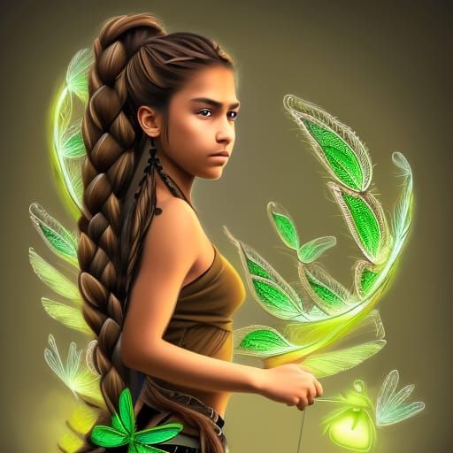 Native American Girl with Dragonfly Wings in Comic Art