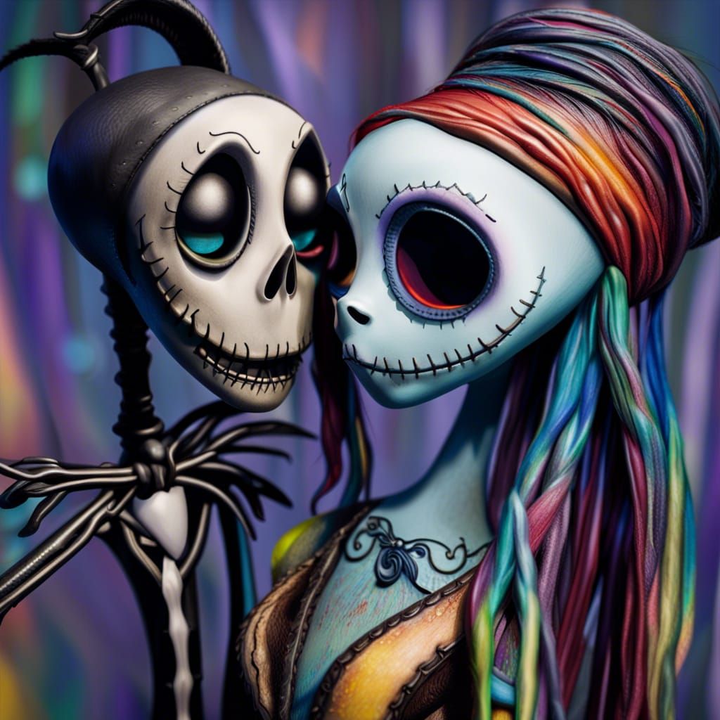 Hyperrealistic Jack and Sally Splash Art