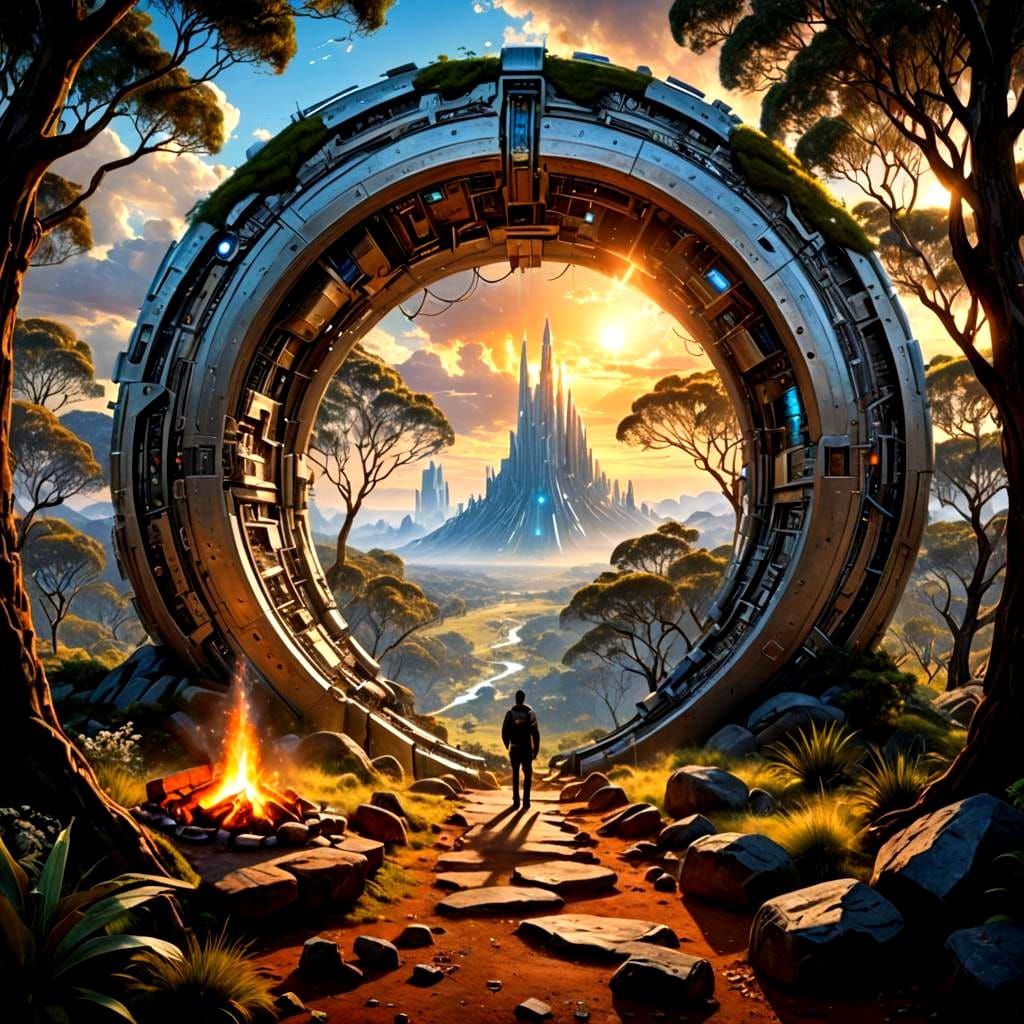 Futuristic Portal Connects Worlds in Hyperrealistic Art