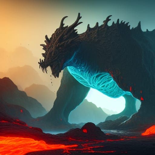 Fantastical Lava Beast Concept Art
