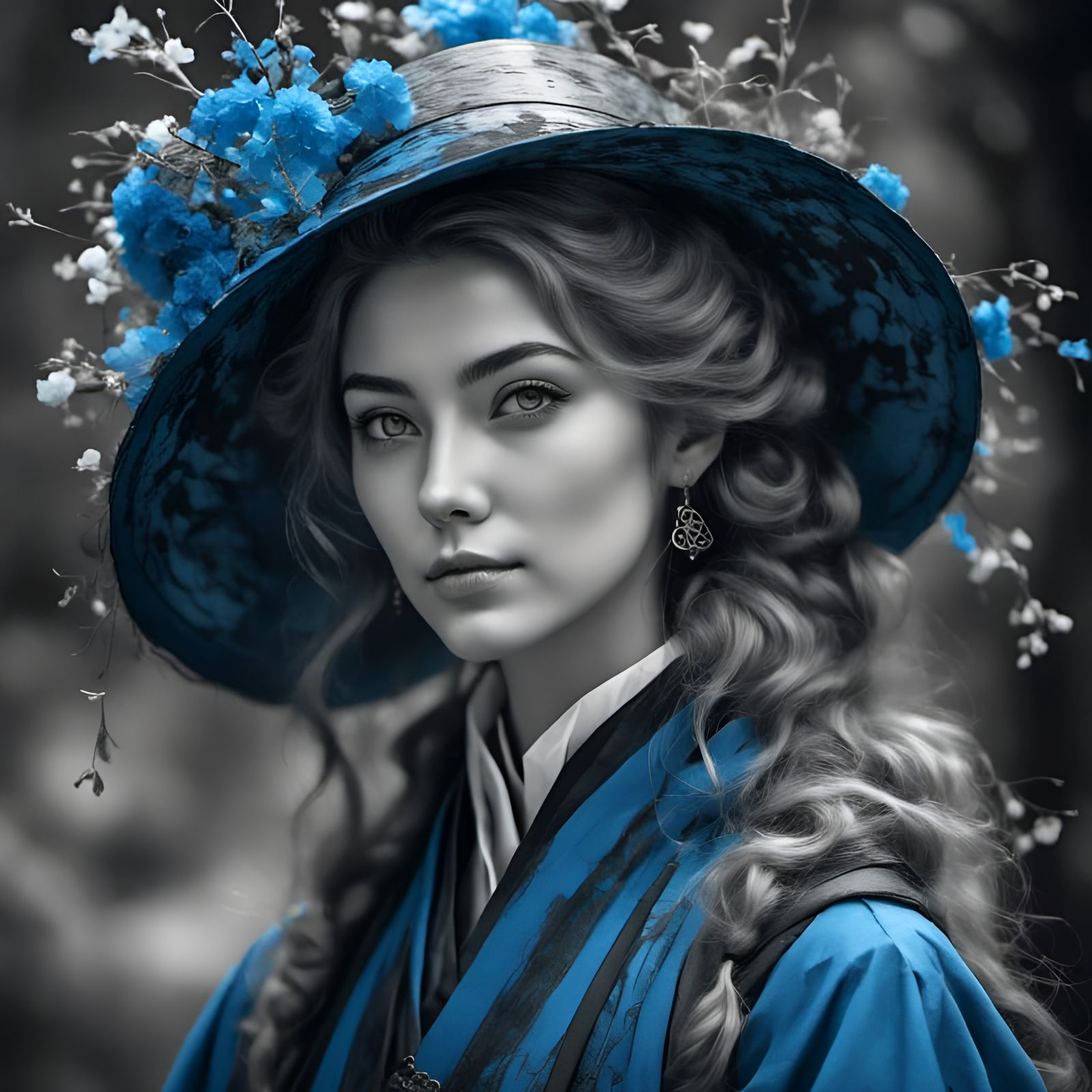 Selective Color Portrait of a Cute Woman