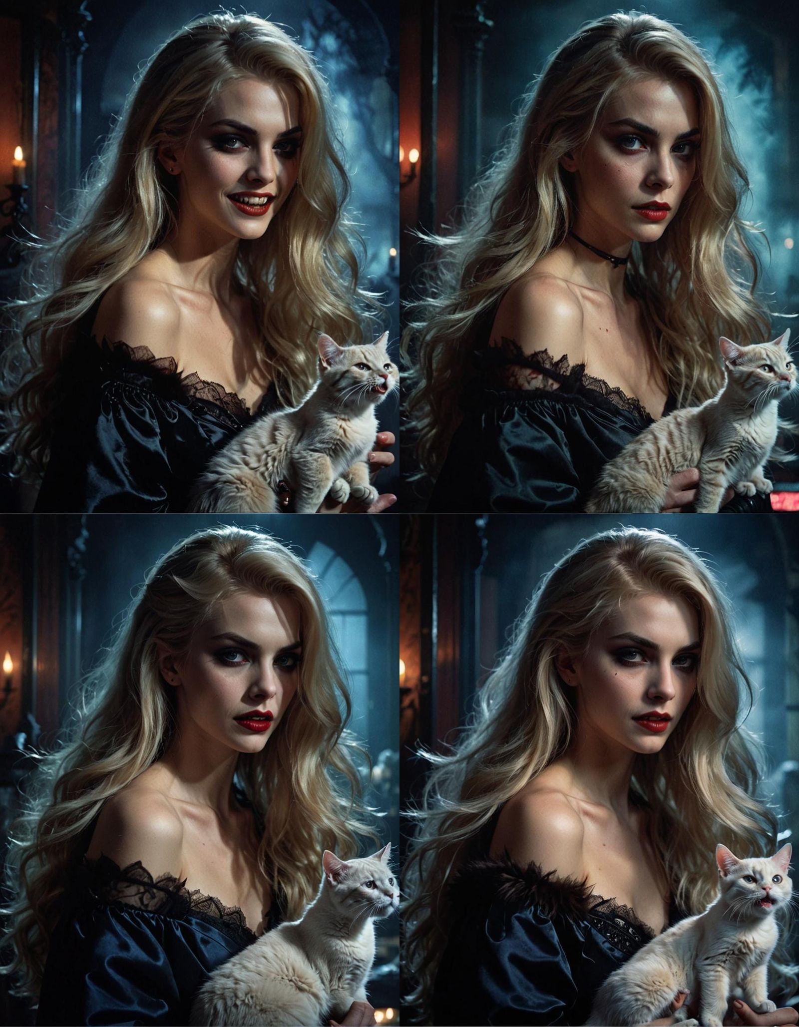 Vampire Caressing a Cat: Cinematic Film Still