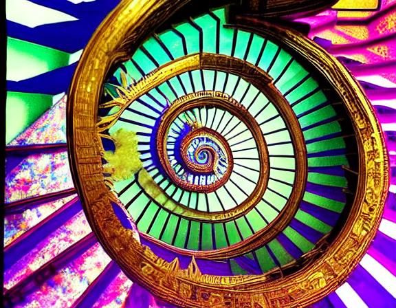 Golden Ratio Spiral Staircase in Expressionist Art Deco