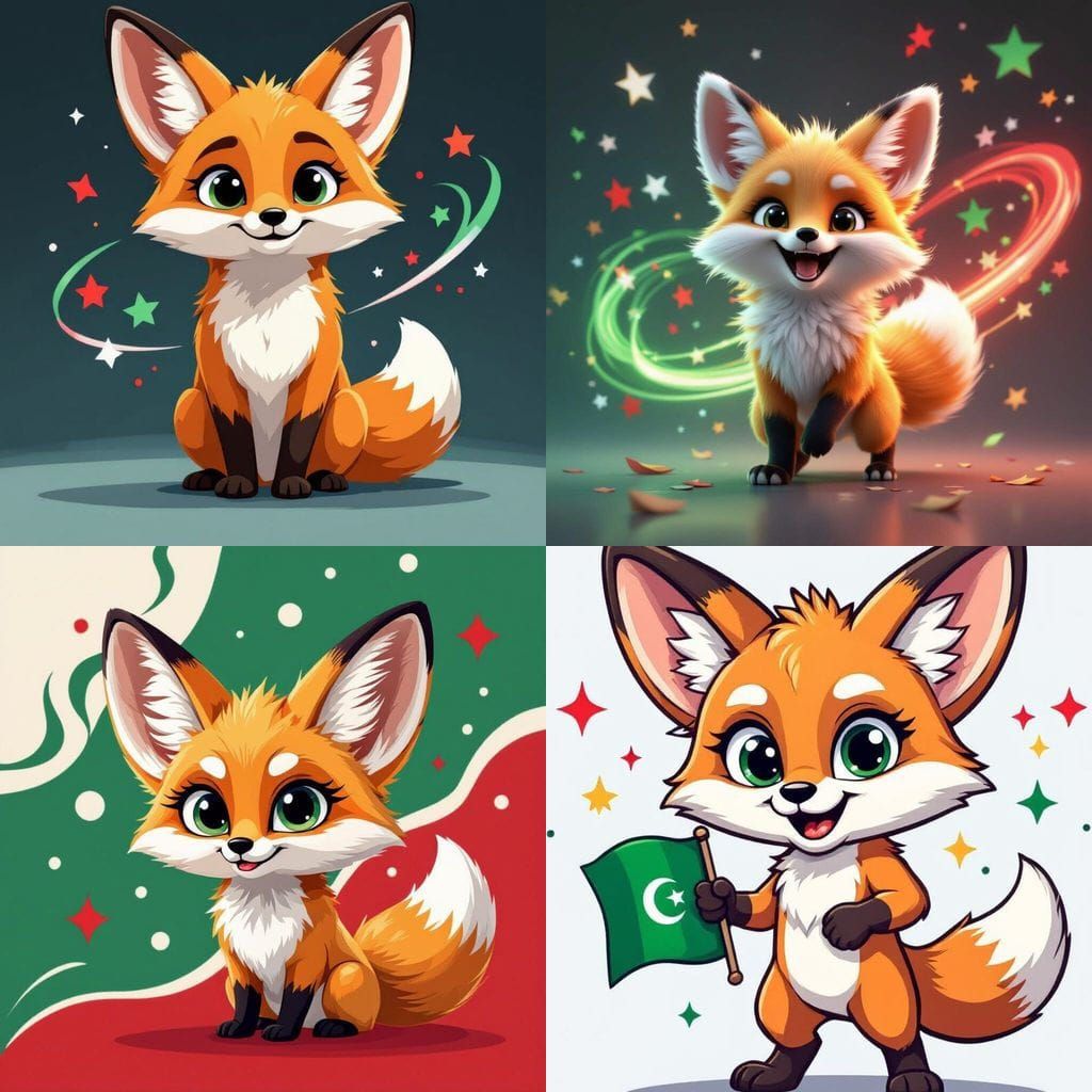 Furry Fennec Fox with Algerian Flag