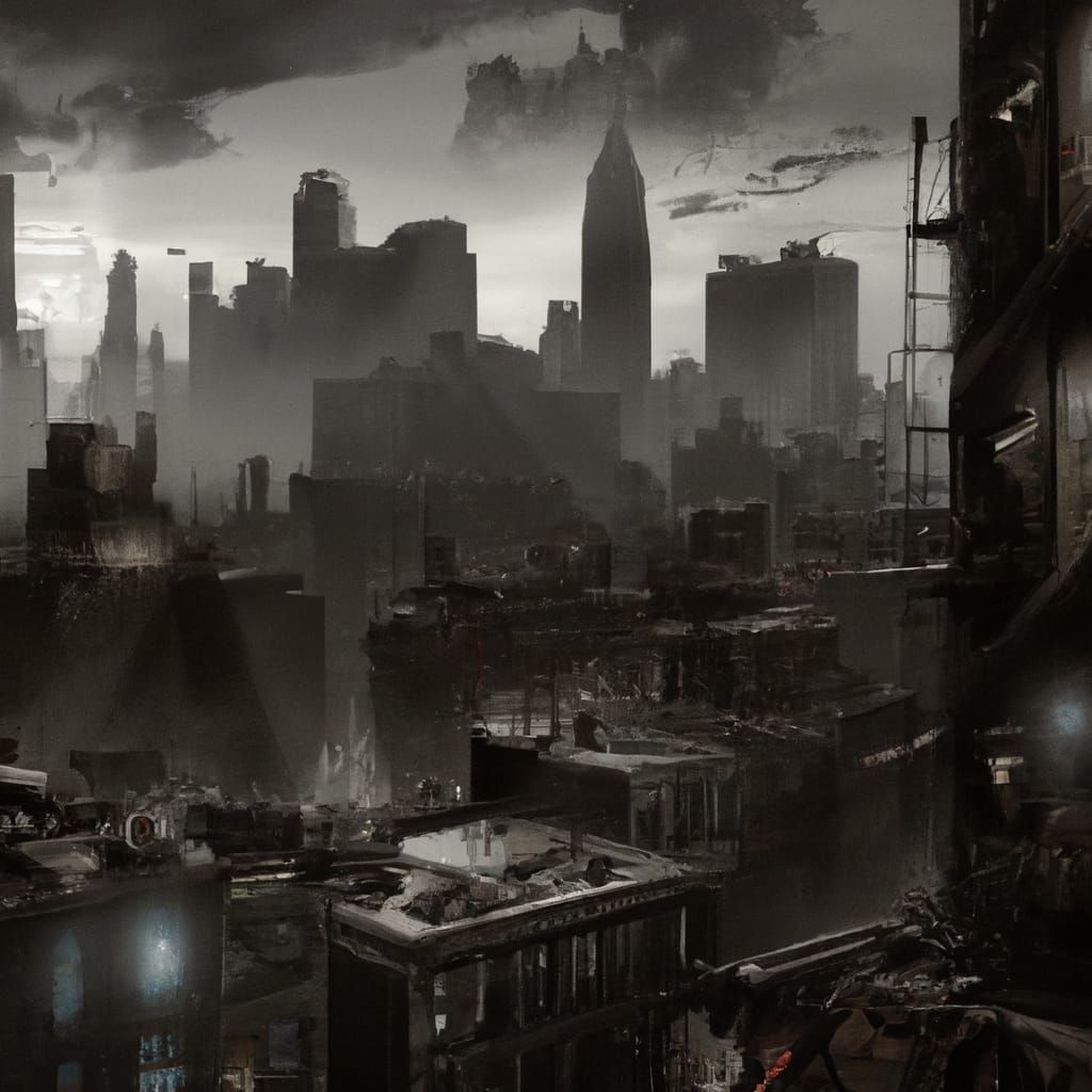 Noir Cityscape in Photorealistic Style