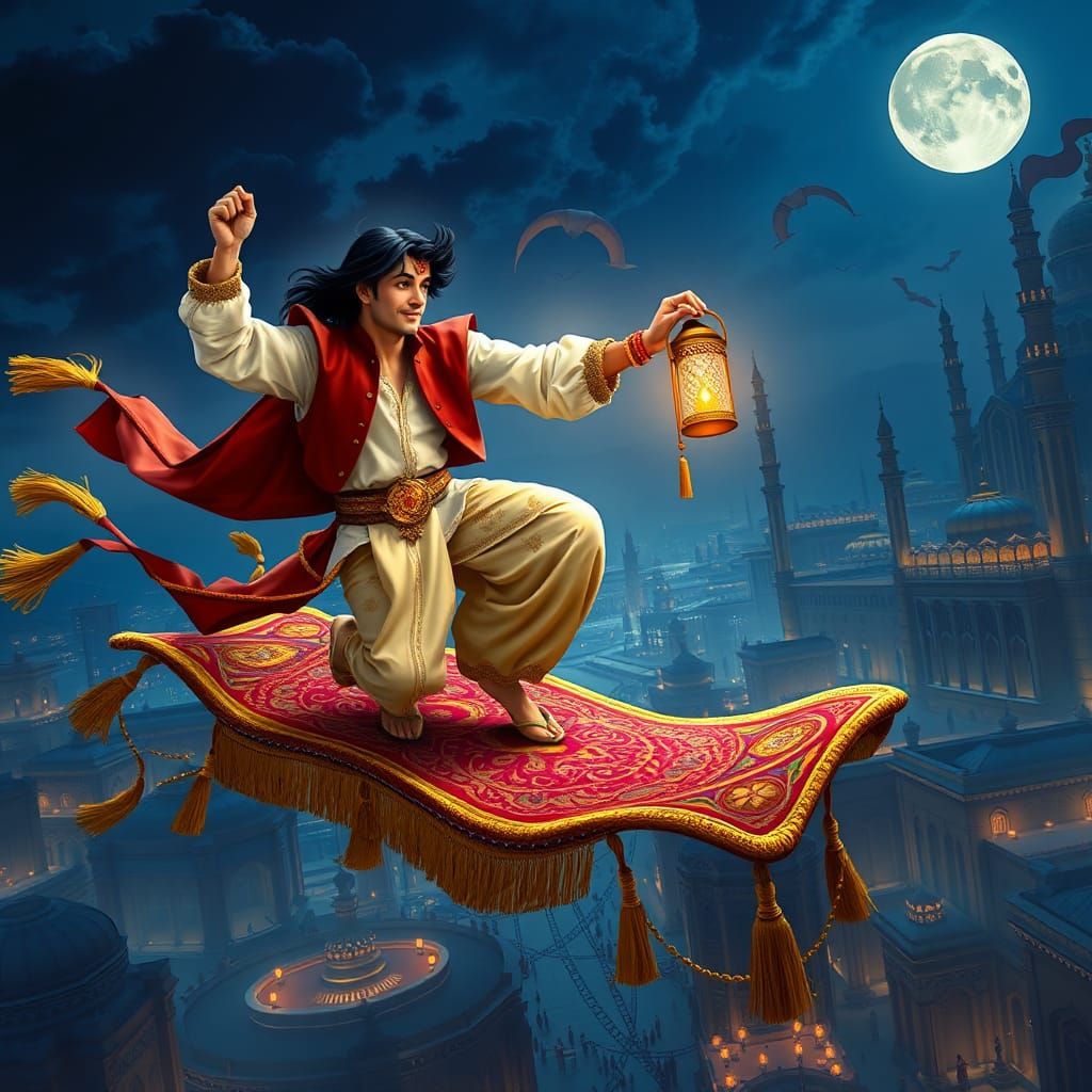 Regal Aladdin Soars on Ornate Carpet