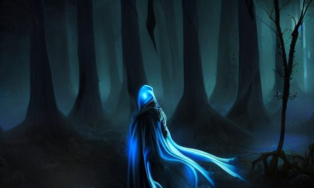 Mysterious Encounter in Fae Wood at Night