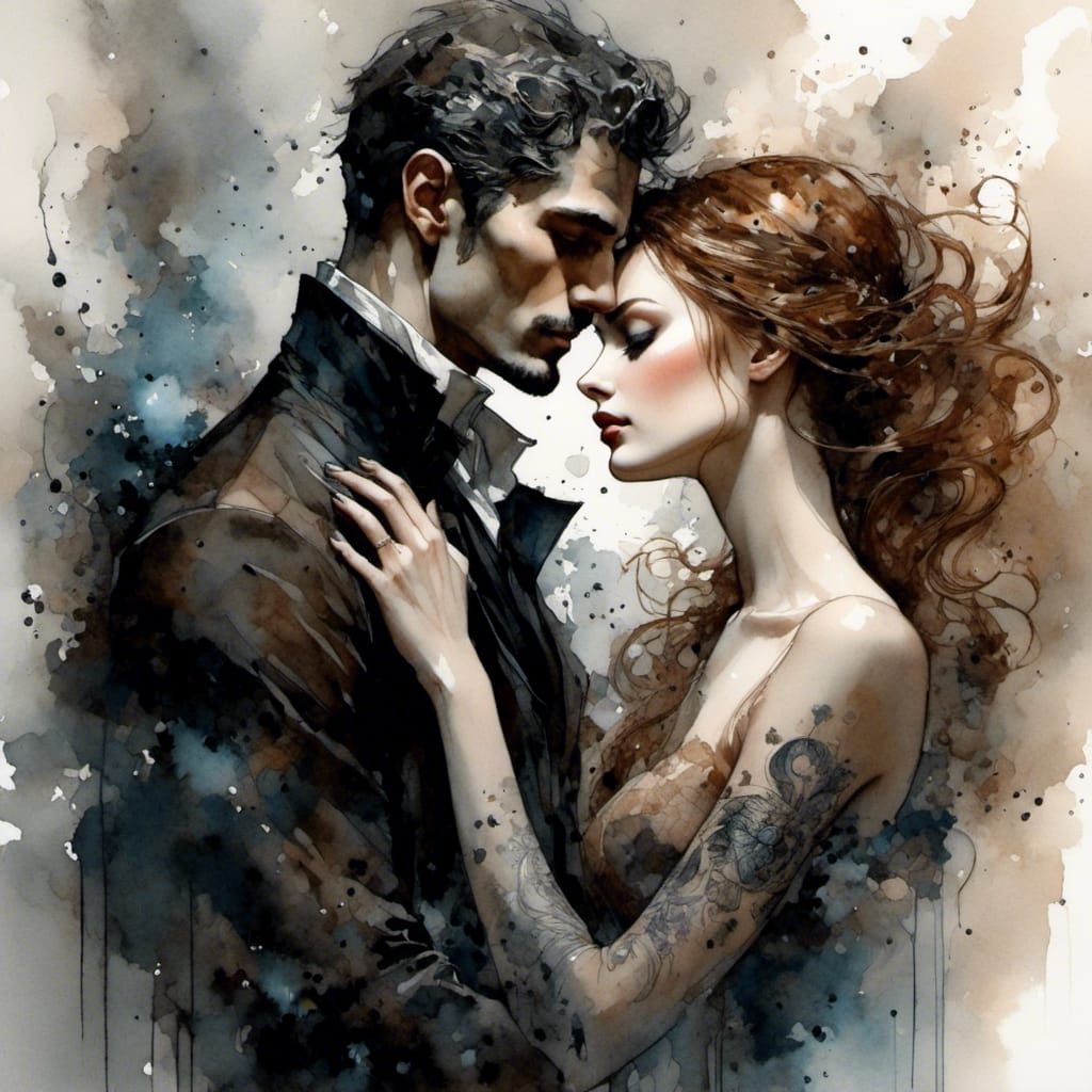 Fae Couple in Love with Impressionistic Style