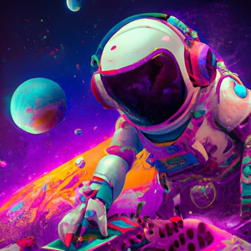 Astronaut DJ Mixing Lofi Beats in Space