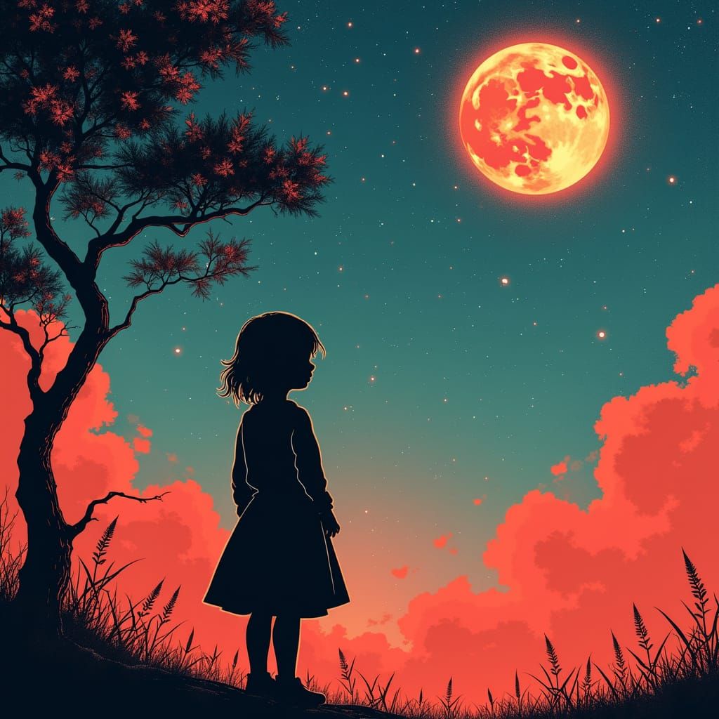 Surreal Cosmic Landscape in Comic Book Style