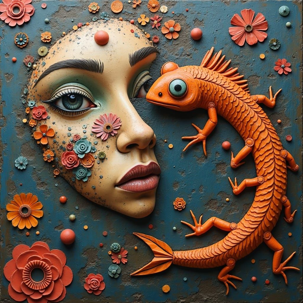 Dürer-esque Abstract Painting with Motors and Figures