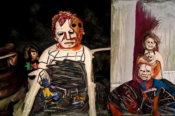 Michael Meyers, Jason, Chucky and Leatherface family portrait Pablo Picasso