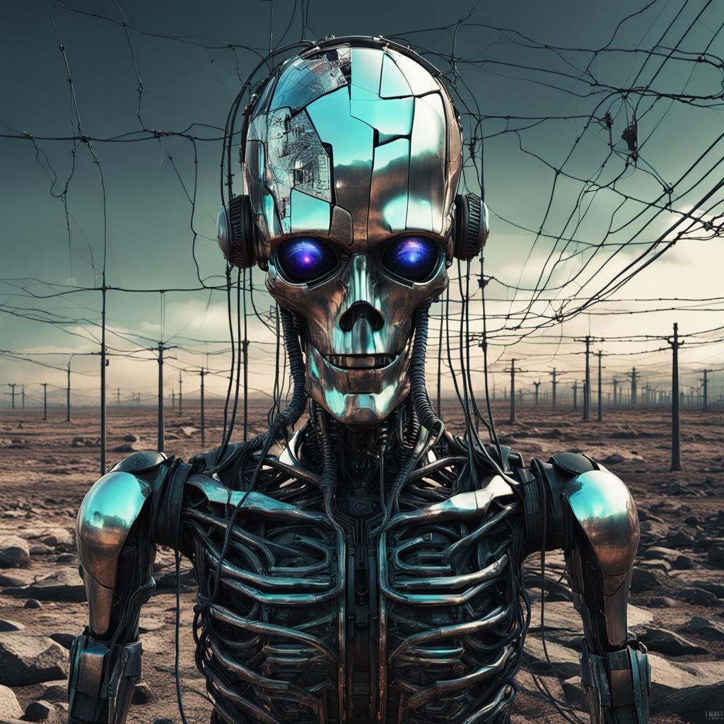 Broken Android in Wasteland: Glitch Art