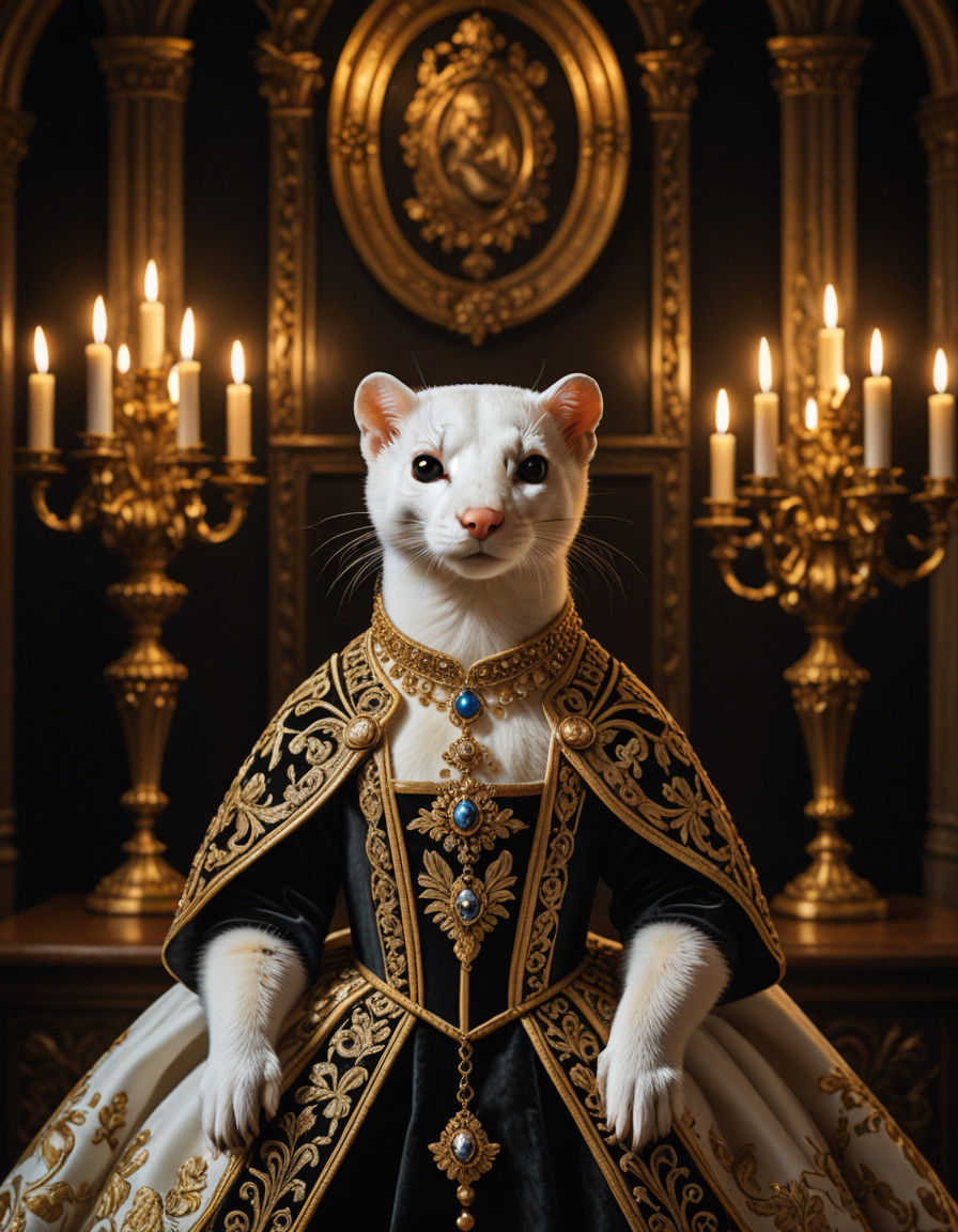 Regal Baroque Stoat as Duchess of Brittany in Majestic Chamb...