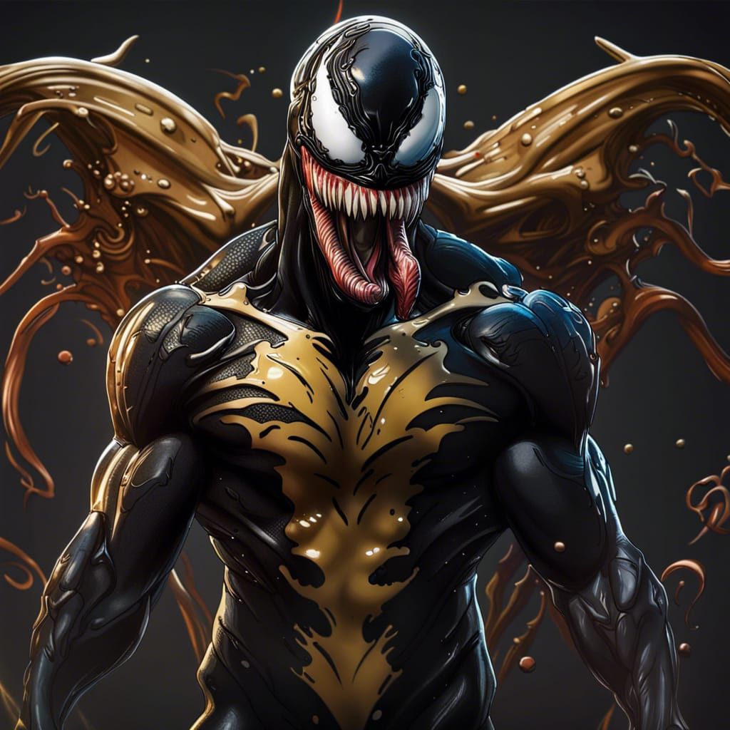 Hyperrealistic Venom Splash Art: Detailed and Colorful