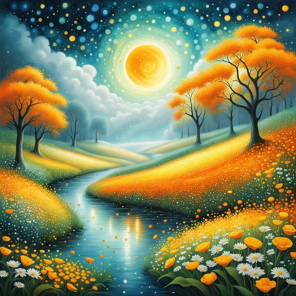 Ethereal Scene with Glowing Details in Surrealist Style