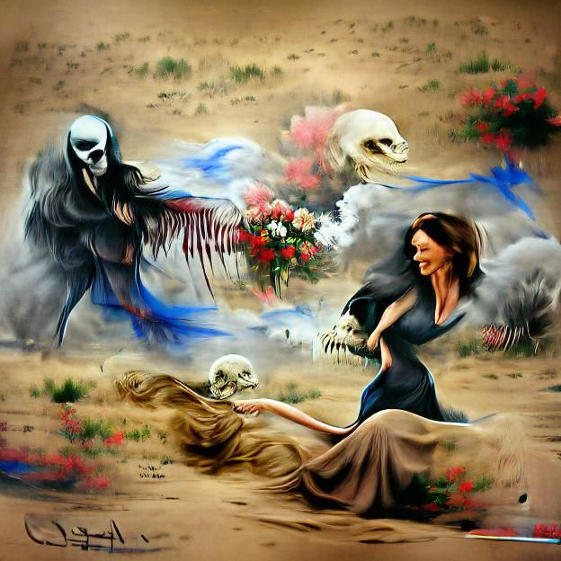 Death Pursues a Woman in Ominous Scene