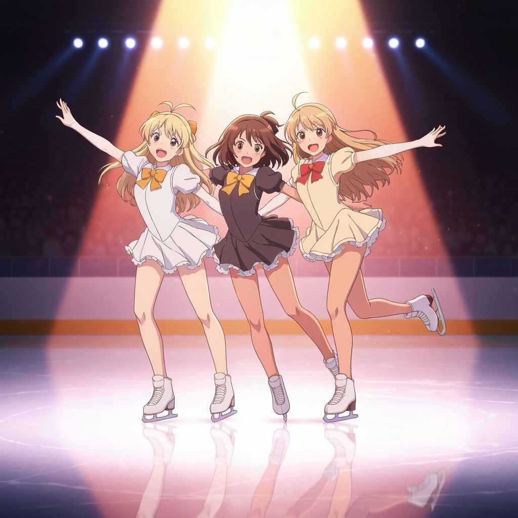 Anime Girls Ice Skating in Cute Costumes