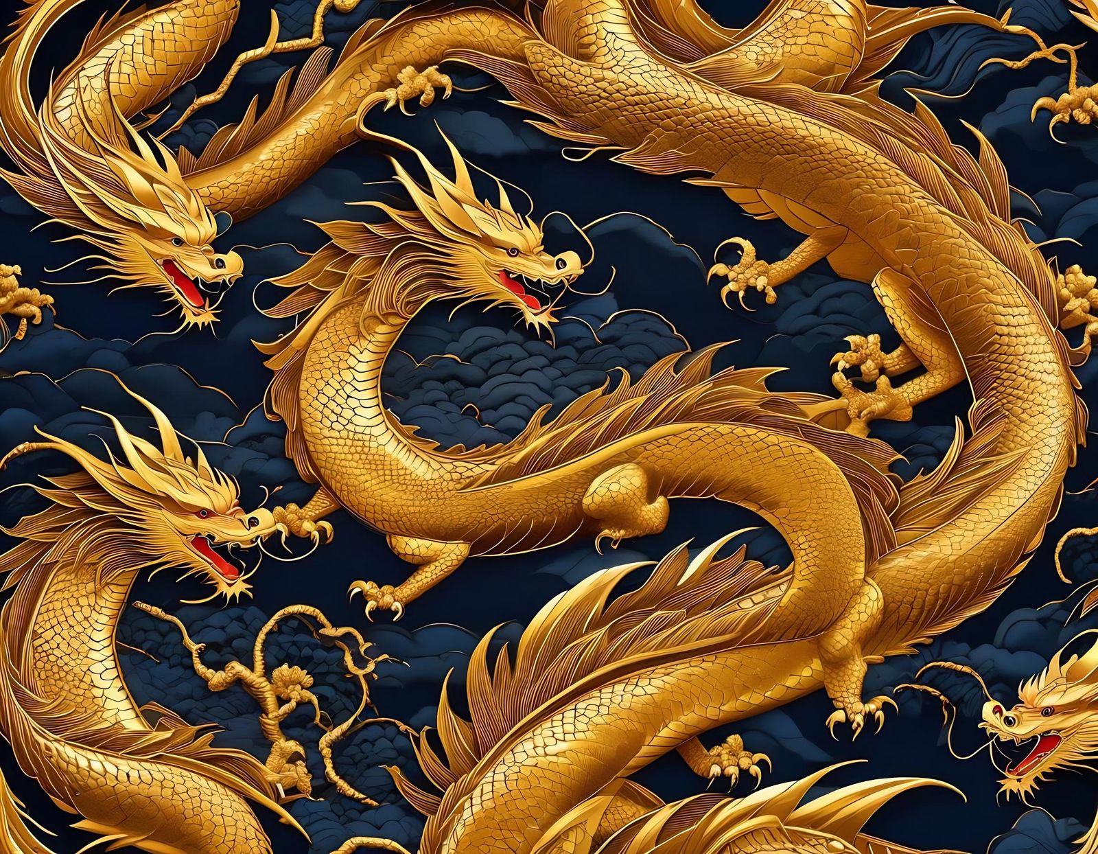 Intricate Kintsugi Dragon in Oriental Style