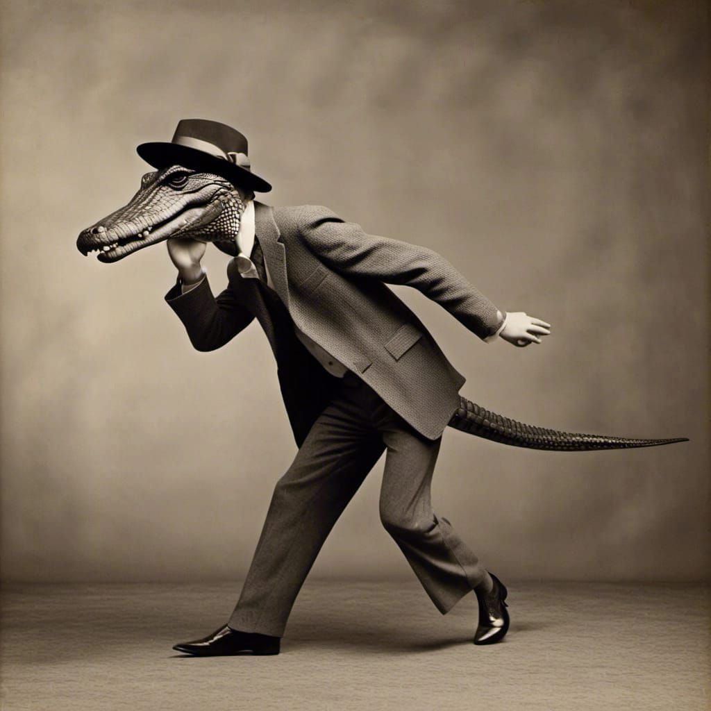 Crocodile Tap Dancing with Fancy Hat