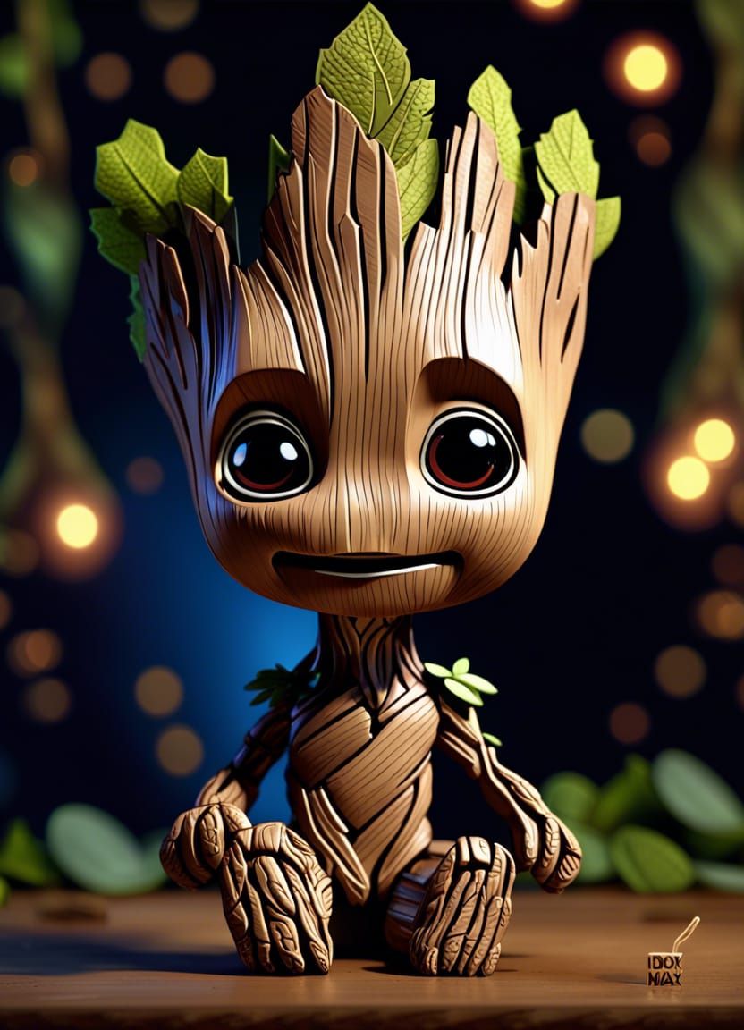 Chibi Groot Puppet Concept Art in 16k