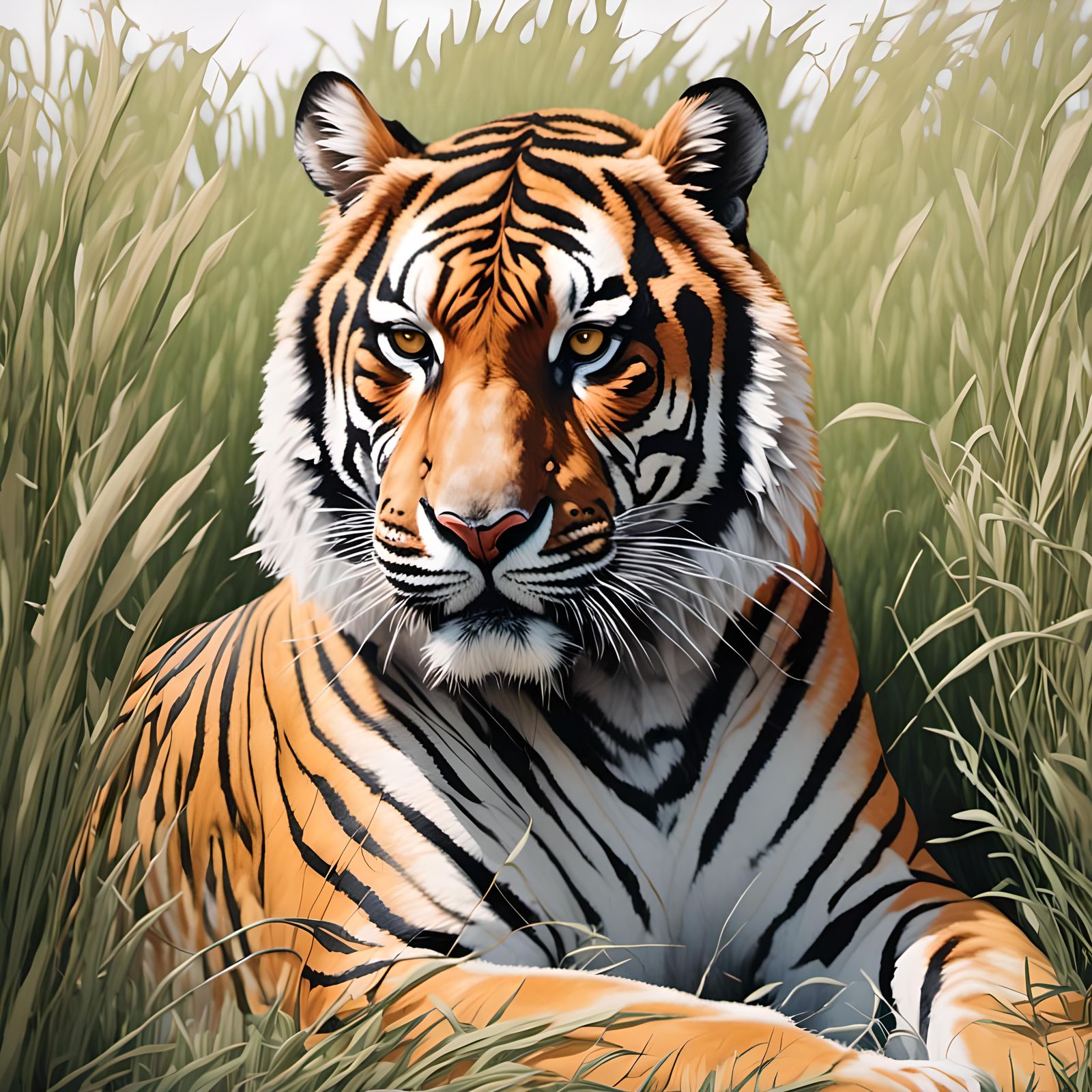 Tiger Portrait in Fashion Illustration Style