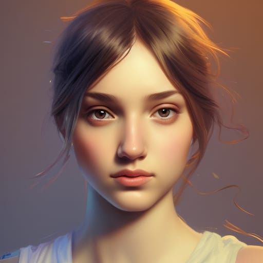 Detailed Portrait of a Cute Schoolgirl