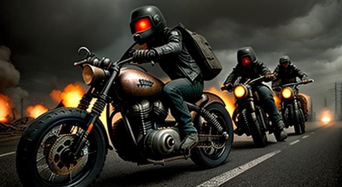 Dystopian Motorcycle Gang Road Horror Masterpiece