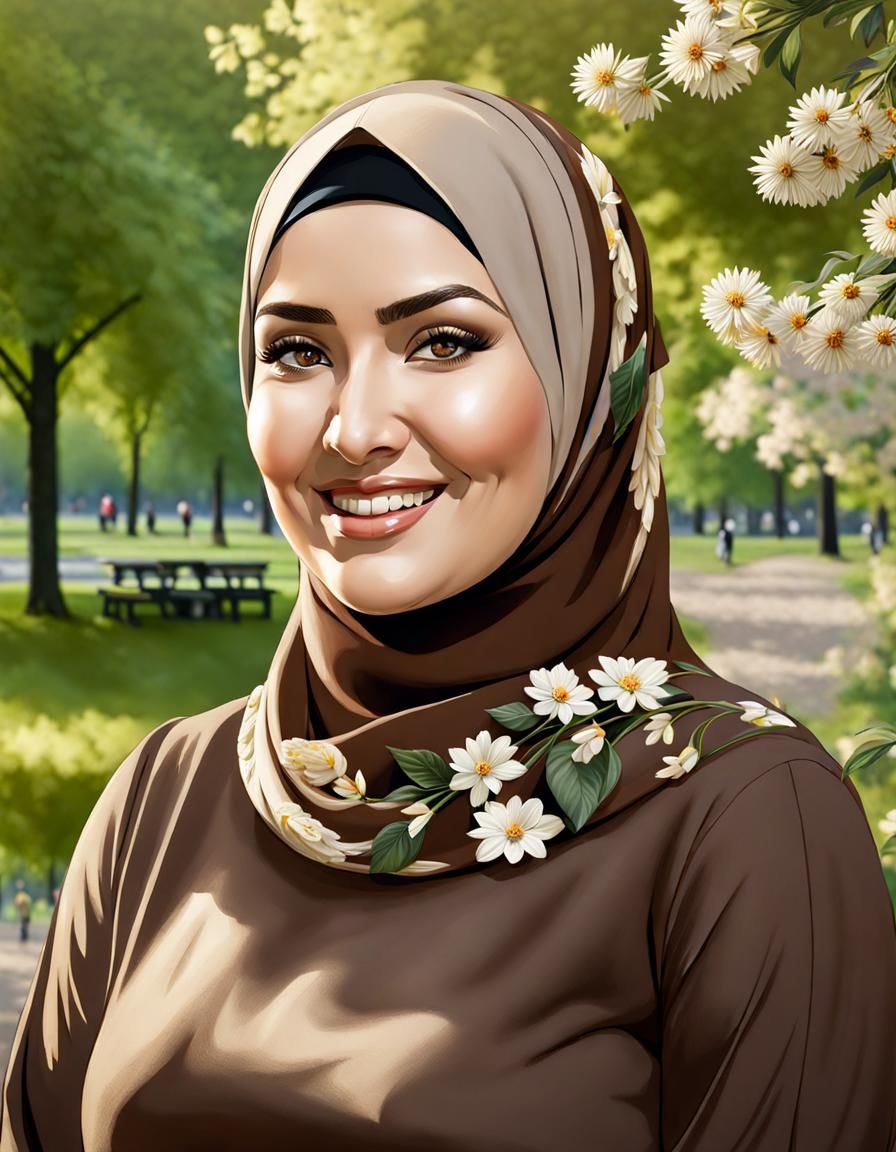 Smiling Swedish Woman in Hijab Bust Portrait