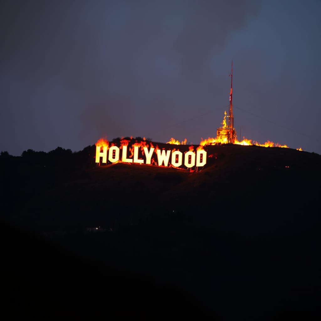 Hollywood Sign on Fire: Burning Hillside
