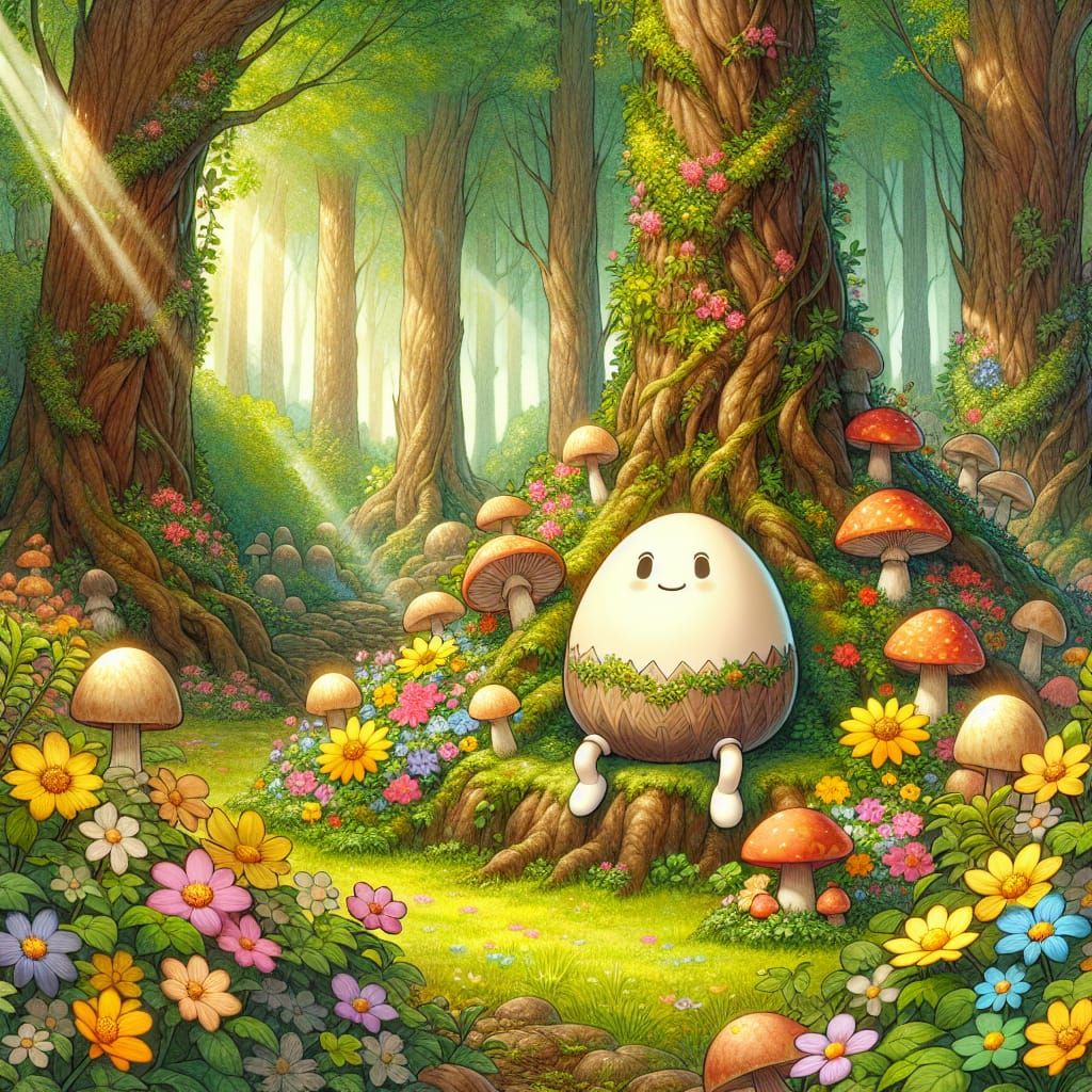Humpty Dumpty in Enchanted Forest Illustration