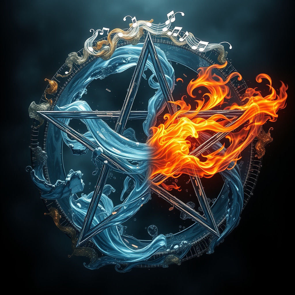 Fantastical Pentagram of Fire and Water