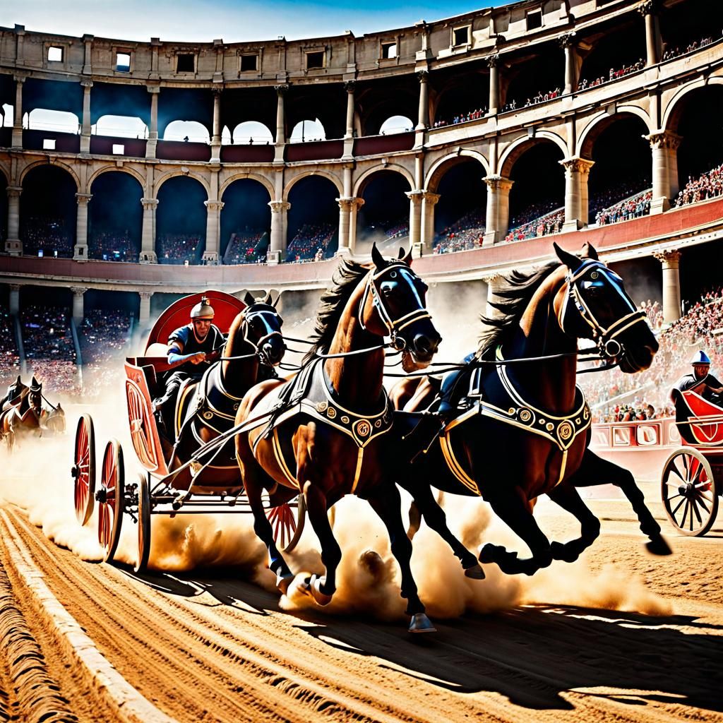 Chariot Race at the Coliseum: Hyperrealistic Action