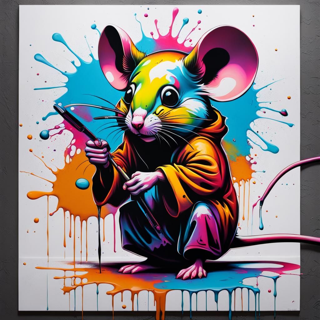 Mouse in Graffiti Splash Art Style
