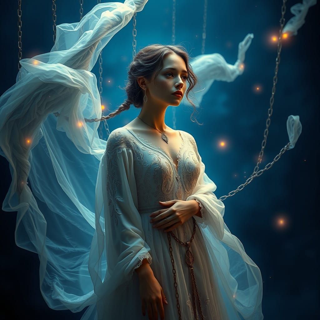 Enchanted Fantasy Maiden in Ethereal Chains