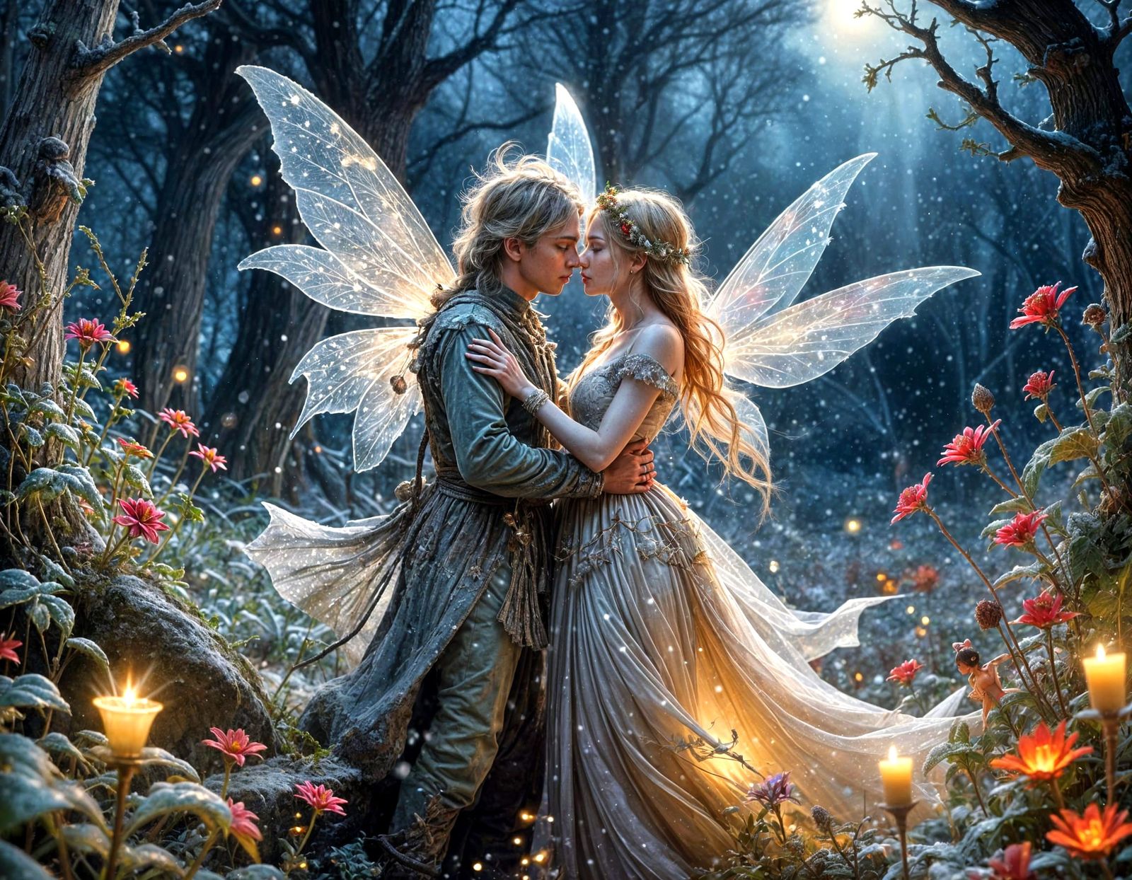 Christmas Fairies in Whimsical Winter Wonderland