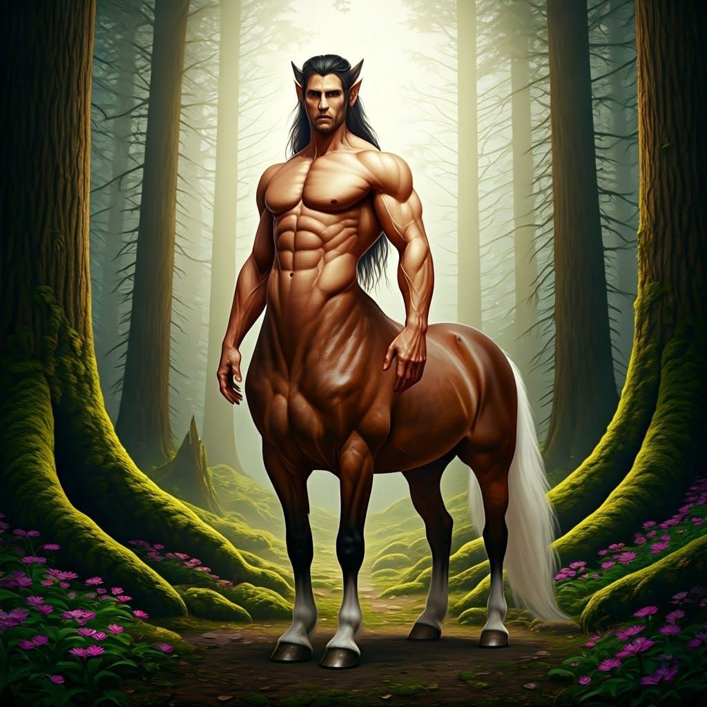 Majestic Centaur in Forest, Fantasy Illustration
