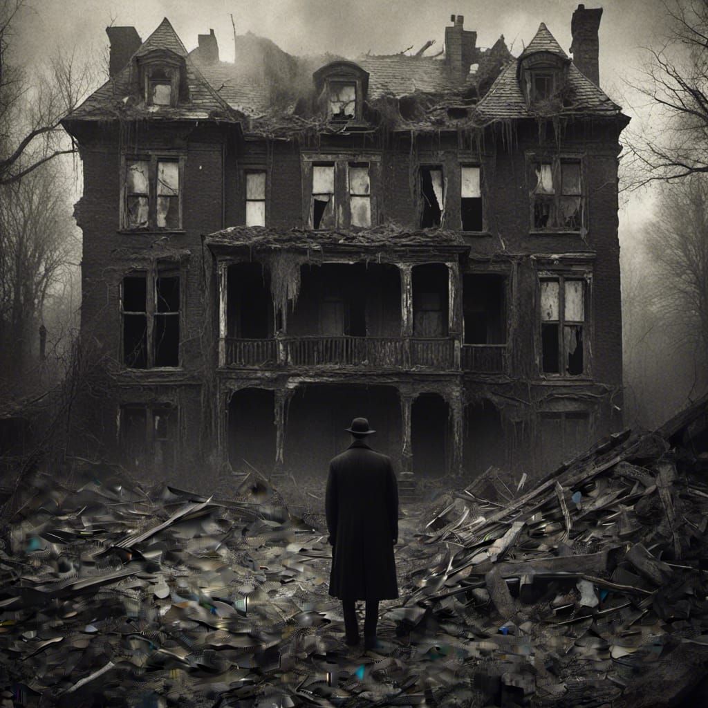 Gothic Model in 1920s Rooming House, Surreal Photography